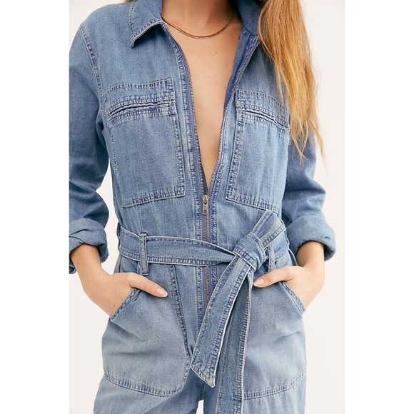 FREE PEOPLE Charlie Coveralls / Denim Blue - Picture 3 of 5